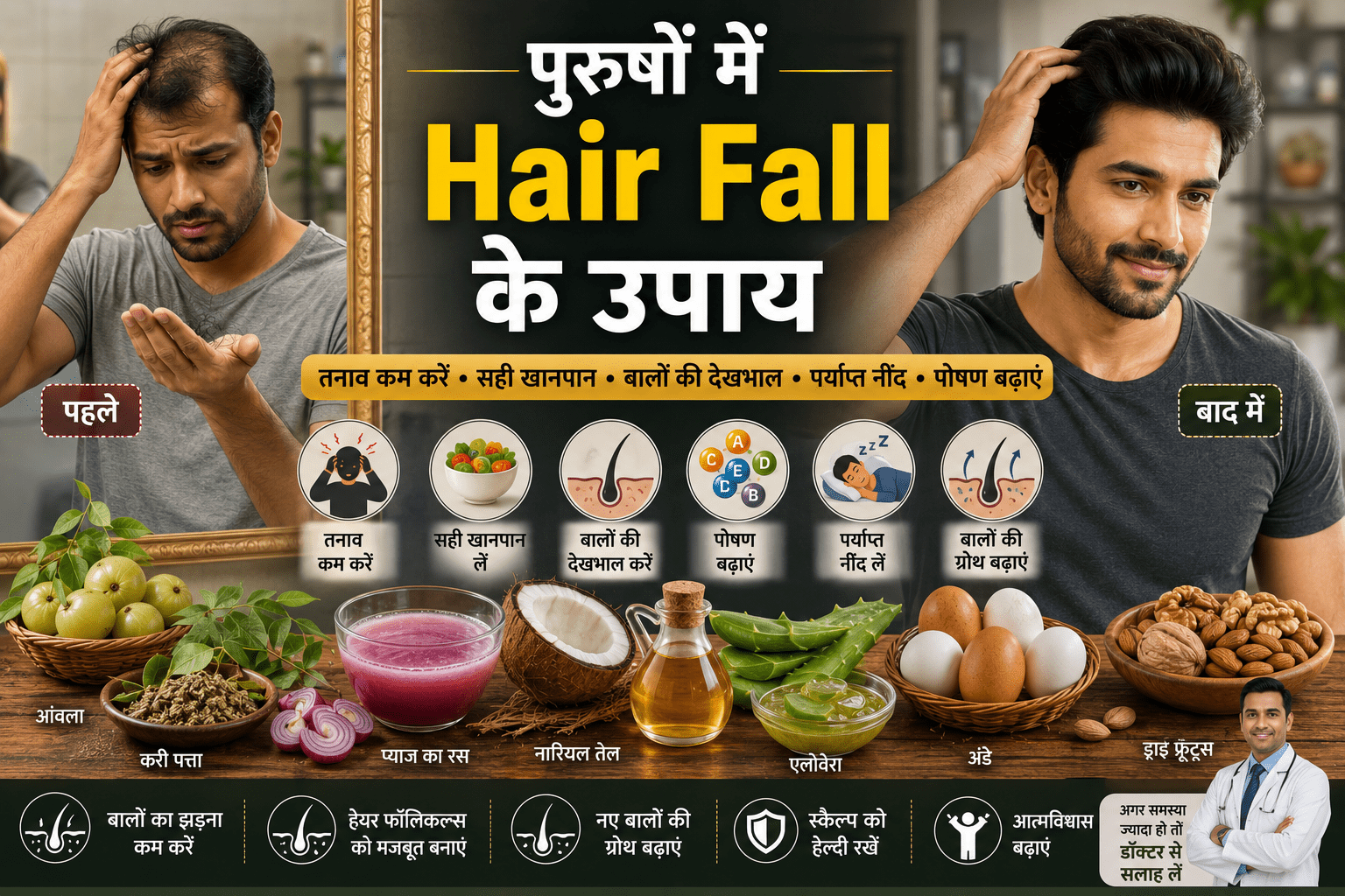 purushon mein hair fall ke upay