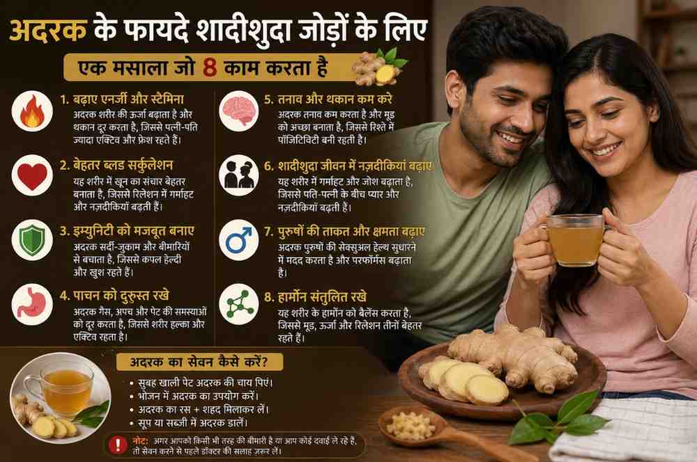 अदरक के फायदे शादीशुदा जोड़ों के लिए