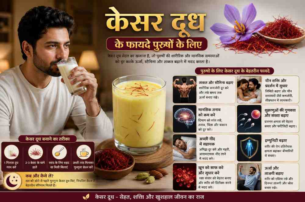 केसर दूध के फायदे पुरुषों के लिए