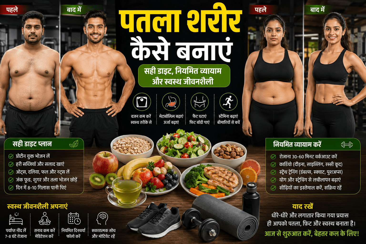पतला शरीर कैसे बनाएं