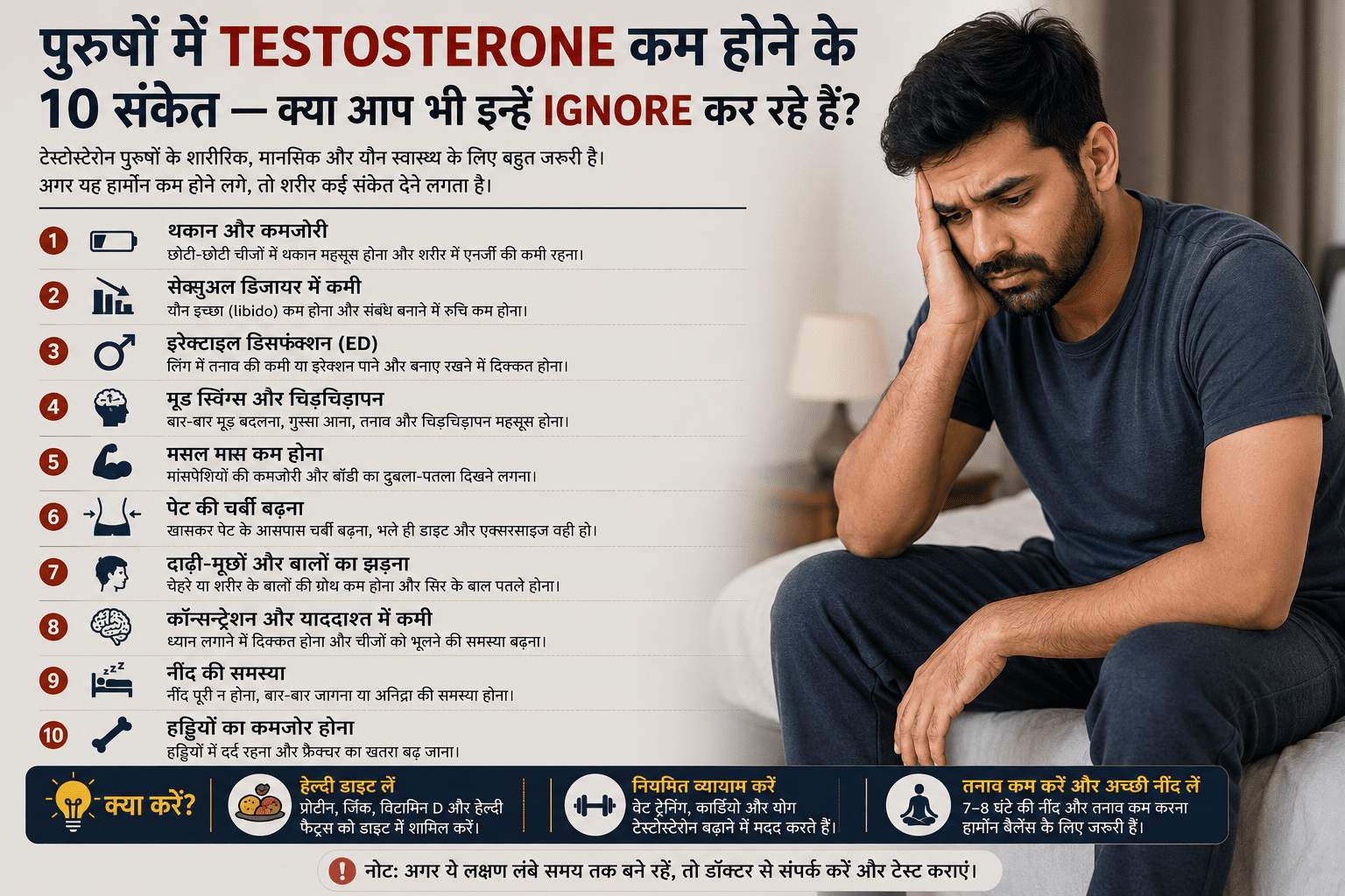 पुरुषों में testosterone कम होने के संकेत