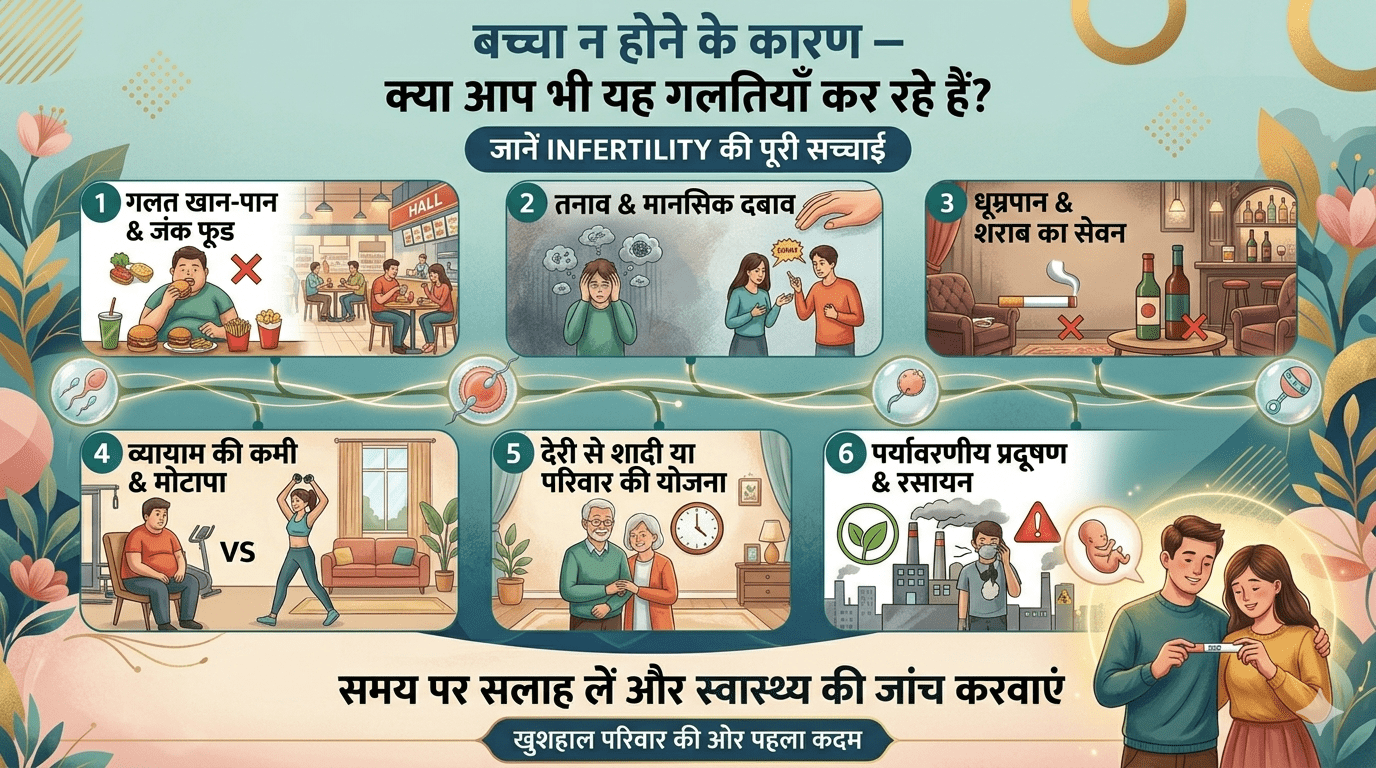 बच्चा न होने के कारण और उपाय