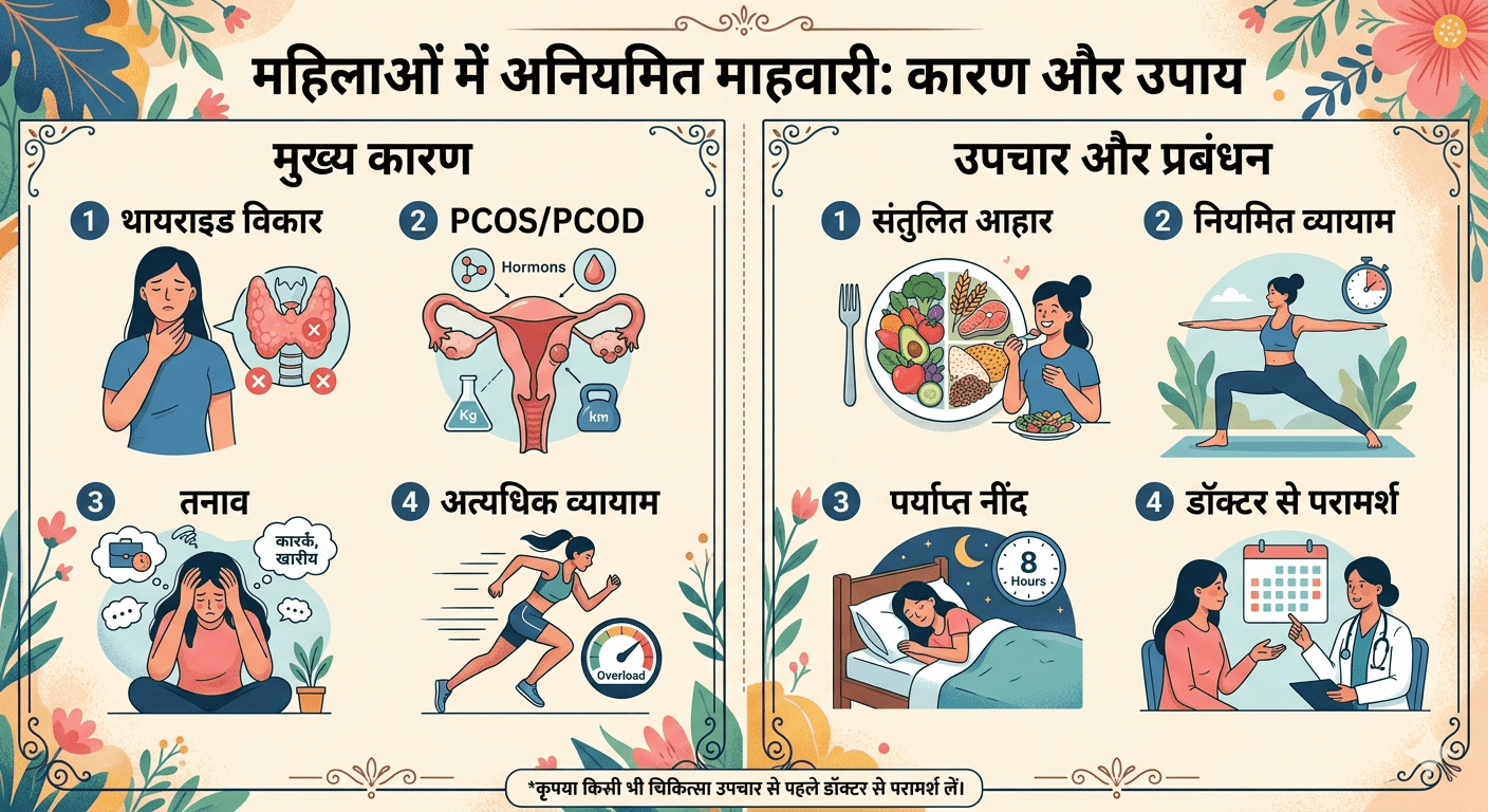 महिलाओं में irregular periods के कारण और उपाय