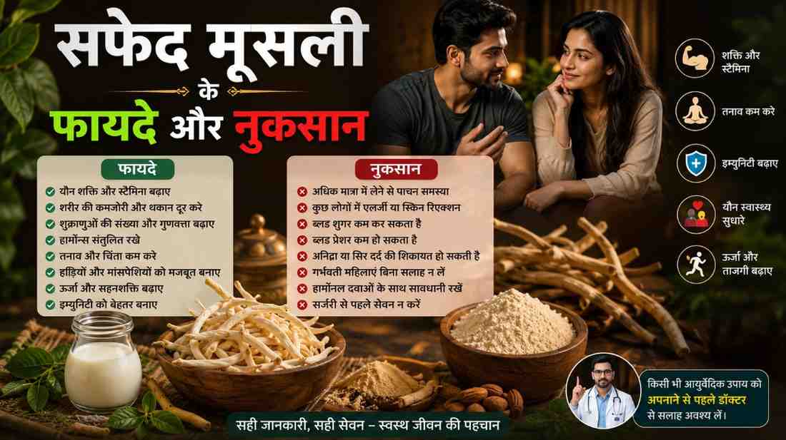 सफेद मूसली के फायदे और नुकसान